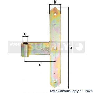 GAH Alberts deur-middenheng T-model spits geel verzinkt 16x300 mm - S51500365 - afbeelding 1