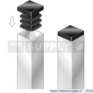 GAH Alberts stop vierkante buis voor boorgat PVC zwart 15x15 mm set 4 stuks - S51501477 - afbeelding 3