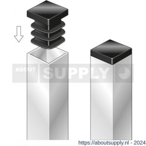 GAH Alberts stop vierkante buis voor boorgat PVC zwart 25x25 mm set 4 stuks - S51501479 - afbeelding 3