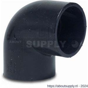 Praher knie 90 graden PVC-U 50 mm lijmmof 16 bar zwart - S51060051 - afbeelding 1