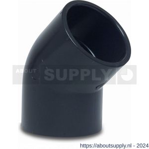 Praher knie 45 graden PVC-U 50 mm lijmmof 16 bar zwart - S51060050 - afbeelding 1