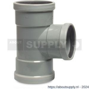 Bosta T-stuk 87 graden PVC-U 250 mm x 200 mm x 250 mm SN4 manchet grijs KOMO-BENOR - S51052027 - afbeelding 1