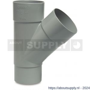 Bosta T-stuk 45 graden PVC-U 100 mm lijmmof x lijmmof x verjonging grijs - S51054370 - afbeelding 1