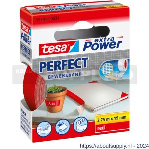 Tesa 56341 Extra Power Perfect textieltape rood 2,75 m x 19 mm - S11650608 - afbeelding 1
