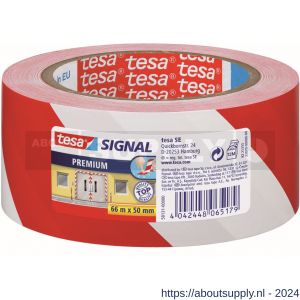 Tesa 58131 Premium waarschuwingstape rood-wit 66 m x 50 mm - S11650574 - afbeelding 1