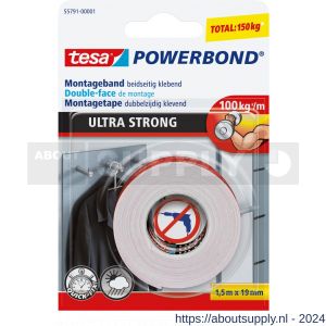 Tesa 55791 Powerbond Ultra Strong montagetape 1,5 m x 19 mm - S11650448 - afbeelding 1