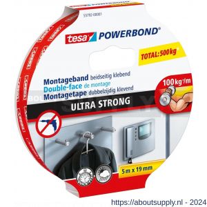 Tesa 55792 Powerbond Ultra Strong montagetape 5 m x 19 mm - S11650559 - afbeelding 1