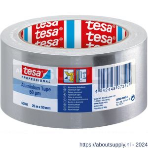 Tesa 50565 Tesaband 50 m x 50 mm aluminium sterke 50 µm aluminiumtape met en zonder voering (PV1 en PV0) - S11650002 - afbeelding 1