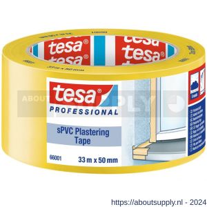 Tesa 66001 Plastering tape 33 m x 50 mm geel standaard bepleisteringstape - S11650006 - afbeelding 1