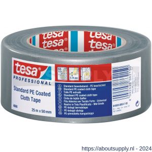 Tesa 4688 Tesaband 50 m x 50 mm grijs standaard polyethyleengecoate textieltape - S11650208 - afbeelding 1