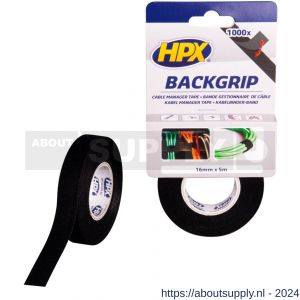 HPX Back grip bevestigingstape zwart 16 mm x 5 m - S51700109 - afbeelding 1