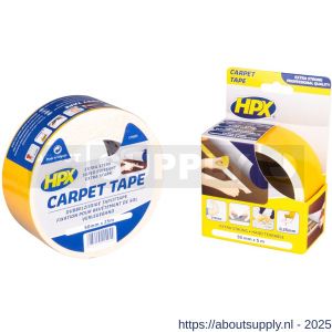 HPX dubbelzijdig tapijttape wit 50 mm x 5 m - S51700162 - afbeelding 2