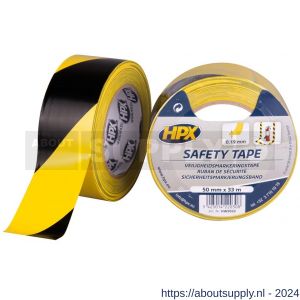 HPX zelfklevende belijning-markeringstape geel-zwart 50 mm x 33 m - S51700043 - afbeelding 1