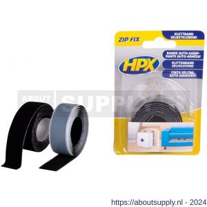 HPX Zip Fix klittenband haak en lus zwart 2 x 20 mm x 1 m - S51700122 - afbeelding 1