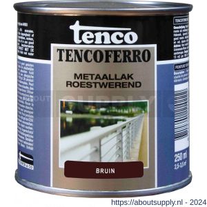 Tenco Ferro roestwerende ijzerverf metaallak dekkend 406 bruin 0,25 L blik - S40710176 - afbeelding 1