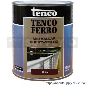 Tenco Ferro roestwerende ijzerverf metaallak dekkend 406 bruin 0,75 L blik - S40710177 - afbeelding 1