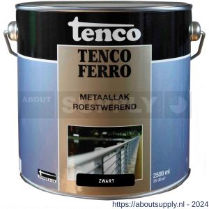 Tenco Ferro roestwerende ijzerverf metaallak dekkend 407 zwart 2,5 L blik - S40710196 - afbeelding 1