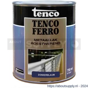 Tenco Ferro roestwerende ijzerverf metaallak dekkend 412 donker blauw 0,75 L blik - S40710379 - afbeelding 1