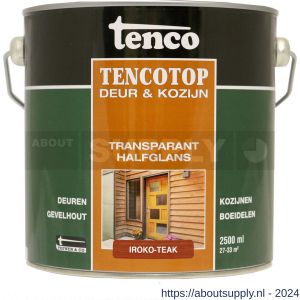 TencoTop Deur en Kozijn houtbeschermingsbeits transparant halfglans iroko teak 2,5 L blik - S40710228 - afbeelding 1