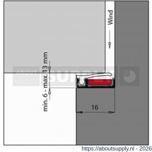 Ellen inbouwprofiel tochtband aluminium voor 6 mm afbouwspeling AIB 3N XL Fire zelfklevend 300 cm - S51010402 - afbeelding 2