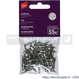 Ellen profiel schroef RVS 3x20 mm T10 set 55 stuks - S51010424 - afbeelding 1