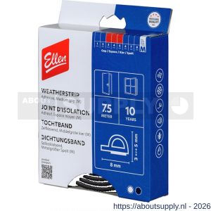 Ellen inbouwprofiel tochtband kunststof zelfklevend Weatherstrip Medium gemiddelde kier zwart 7.5 m - S51010408 - afbeelding 1