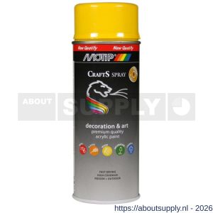 MoTip Crafts lakspray dekkend RAL 1021 geel hoogglans 400 ml - Y50703452 - afbeelding 1