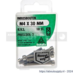 Deltafix inbusbout cilinderkop RVS A2 M4x30 mm DIN 912 blister 10 stuks - S21901472 - afbeelding 1