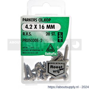 Deltafix parker cilinderkop Phillips PH RVS A2 4.2x16 mm DIN 7981C blister 20 stuks - S21901738 - afbeelding 1