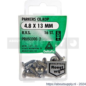 Deltafix parker cilinderkop Phillips PH RVS A2 4.8x13 mm DIN 7981C blister 16 stuks - S21901741 - afbeelding 1