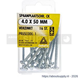 Deltafix spaanplaatschroef cilinderkop kruiskop verzinkt 4.0x50 mm blister 16 stuks - S21902074 - afbeelding 1