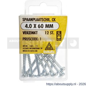 Deltafix spaanplaatschroef cilinderkop kruiskop verzinkt 4.0x60 mm blister 12 stuks - S21902077 - afbeelding 1