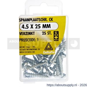 Deltafix spaanplaatschroef cilinderkop kruiskop verzinkt 4.5x25 mm blister 25 stuks - S21902079 - afbeelding 1