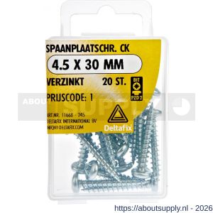 Deltafix spaanplaatschroef cilinderkop kruiskop verzinkt 4.5x30 mm blister 20 stuks - S21902080 - afbeelding 1