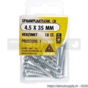 Deltafix spaanplaatschroef cilinderkop kruiskop verzinkt 4.5x35 mm blister 18 stuks - S21902082 - afbeelding 1