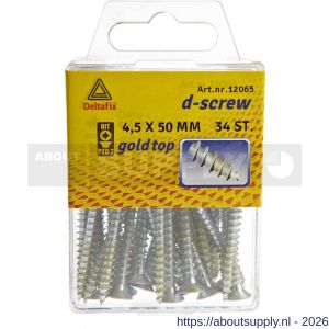 D-Screw Gold-Top spaanplaatschroef platkop kruiskop met smeerfilm verzinkt 4.5x50 mm blister 34 stuks - S21902013 - afbeelding 1