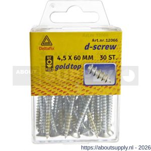 D-Screw Gold-Top spaanplaatschroef platkop kruiskop met smeerfilm verzinkt 4.5x60 mm blister 30 stuks - S21902014 - afbeelding 1