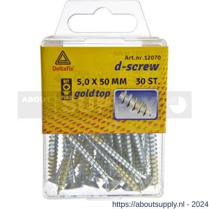 D-Screw Gold-Top spaanplaatschroef platkop kruiskop met smeerfilm verzinkt 5.0x50 mm blister 30 stuks - S21902027 - afbeelding 1