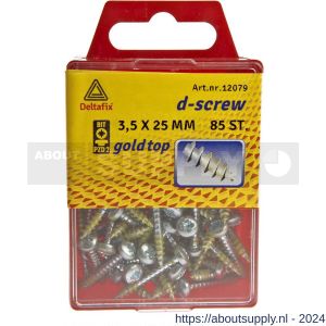 D-Screw Gold-Top spaanplaatschroef cilinderkop kruiskop met smeerfilm verzinkt 3.5x25 mm blister 85 stuks - S21901929 - afbeelding 1