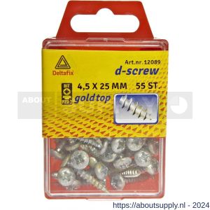 D-Screw Gold-Top spaanplaatschroef cilinderkop kruiskop met smeerfilm verzinkt 4.5x25 mm blister 55 stuks - S21901937 - afbeelding 1