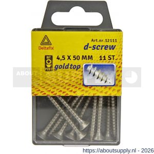 D-Screw Gold-Top spaanplaatschroef platkop kruiskop met smeerfilm RVS A2 4.5x50 mm blister 11 stuks - S21902015 - afbeelding 1