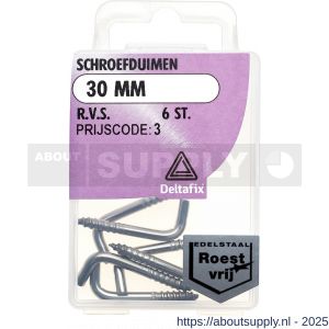 Deltafix schroefduim standaard RVS A2 30 mm blister 6 stuks - S21904665 - afbeelding 1