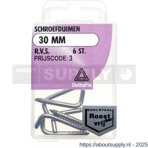 Deltafix schroefduim standaard RVS A2 30 mm blister 6 stuks - S21904665 - afbeelding 1