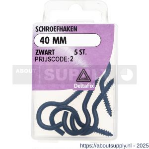 Deltafix schroefhaak zwart 40 mm blister 5 stuks - S21904675 - afbeelding 1