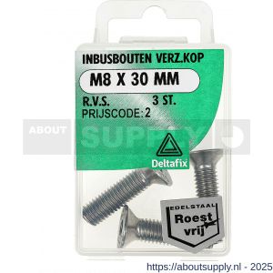 Deltafix inbusbout platkop RVS A2 M8x30 mm DIN 7991 blister 3 stuks - S21904485 - afbeelding 1