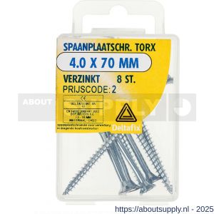 Deltafix spaanplaatschroef platkop Torx met nibs type 17 snijpunt verzinkt 4.0x70 mm blister 8 stuks - S21904771 - afbeelding 1