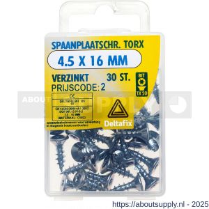 Deltafix spaanplaatschroef platkop Torx met nibs type 17 snijpunt verzinkt 4.5x16 mm blister 30 stuks - S21904772 - afbeelding 1