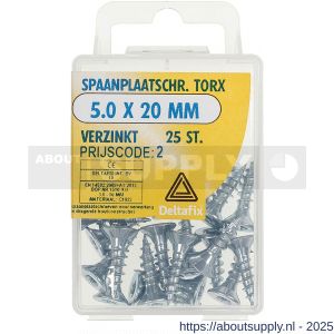 Deltafix spaanplaatschroef platkop Torx met nibs type 17 snijpunt verzinkt 5.0x20 mm blister 25 stuks - S21904773 - afbeelding 1