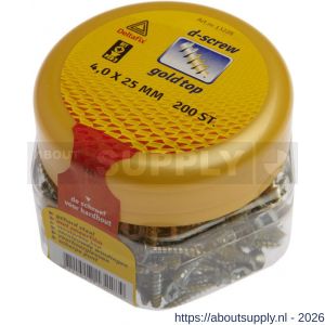 D-Screw Gold-Top spaanplaatschroef platkop kruiskop met smeerfilm verzinkt 4.0x25 mm - S21902005 - afbeelding 1