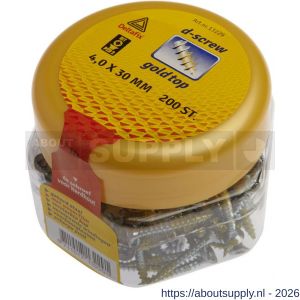 D-Screw Gold-Top spaanplaatschroef platkop kruiskop met smeerfilm verzinkt 4.0x30 mm - S21902006 - afbeelding 1